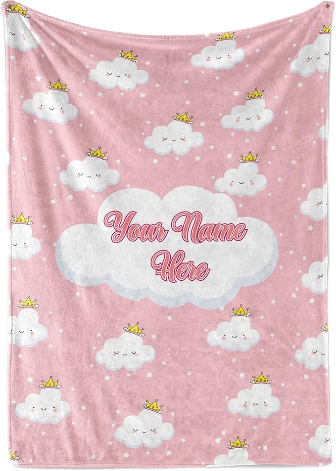 Personalized Cloud Blanket for Girls | Kids Cloud Unicorn | Custom Plush Fuzzy Rainbow for Toddler | Customized Little Girl Throw Blankets | Baby Girl Sofa Bed Birthday | Fleece 30x40