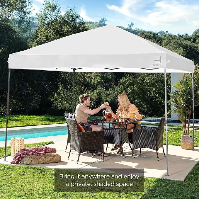 Best Choice Products 10x10ft 1-Person Setup Pop Up Canopy Tent Instant Portable Shelter w/ 1-Button Push, Case, 4 Weight Bags - Hot Pink