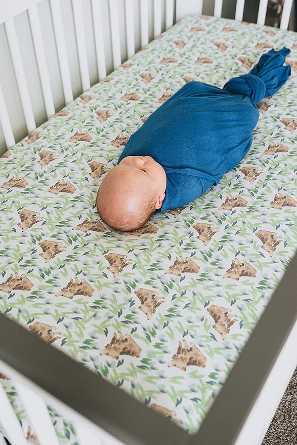 Copper Pearl Premium Knit Baby Crib Sheets for Standard Mattresses, Breathable and Soft, Bear