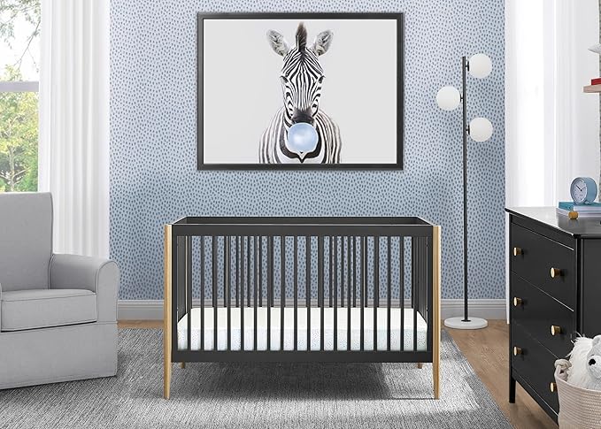 Delta Children Casey 4-in-1 Convertible Crib - Greenguard Gold Certified, Charcoal/Natural