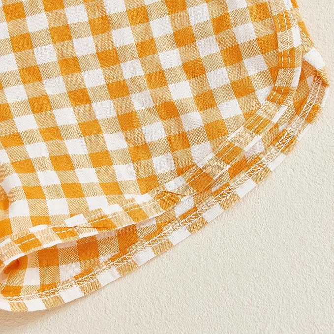 Thorn Tree Baby Girl Summer Outfits Sleeveless Easter Dresses for Toddler Girls Casual Plaid Shorts Bunny Spring Clothes