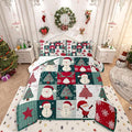 Feelyou Merry Christmas Comforter Set All Season Xmas Tree Snowman Bedding Set with 2 Pillow Cases Santa Claus Microfiber Kids Full Bedclothes Patchwork Bedroom Decor Duvet Quilt Breathable Soft