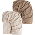 Konssy Muslin Crib Sheets for Girl Boy, 2 PCS Soft and Breathable Cotton Baby Sheets for Standard Crib Mattress, 52"x 28" (Brown, Cream)