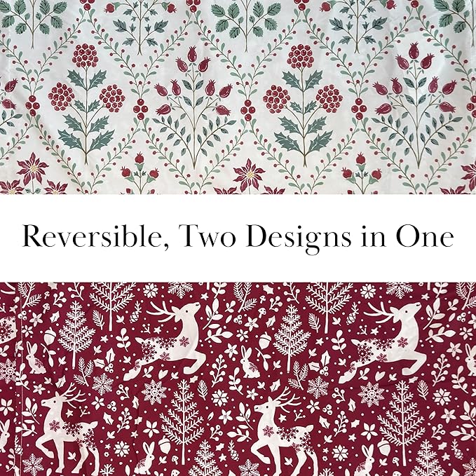 Southshore Fine Living, Inc. 5-Piece Reversible Christmas Comforter Set Twin/Extra Long, Twin Christmas Bedding, Red & White Holiday Bedding, 2 Throw Pillows, 2 Shams - Holiday Harmony