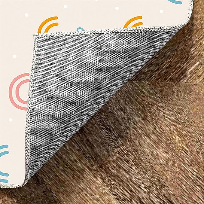 Children's Rainbow Carpet - 5x7ft, Soft, Washable, Anti-Slip, Lovely Print for Girl's Bedroom, Living Room, Nursery Decoration