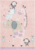 SAFAVIEH Area Rug 8x10 - Carousel Kids 100 Collection - Large - Blush Pink, Animal Design, Non-Shedding & Easy Cleaning, Ideal for Boys & Girls in Playroom, Nursery, Bedroom (CRK120U)