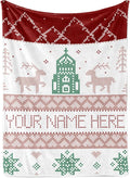 Personalized Christmas Stitch Style Blanket - Ships Next Day from USA - Fleece or Sherpa, Soft Sofa Throw, Customizable Family Throws, Holiday Home Decor, Cozy Christmas Bedding (Fleece 30x40)