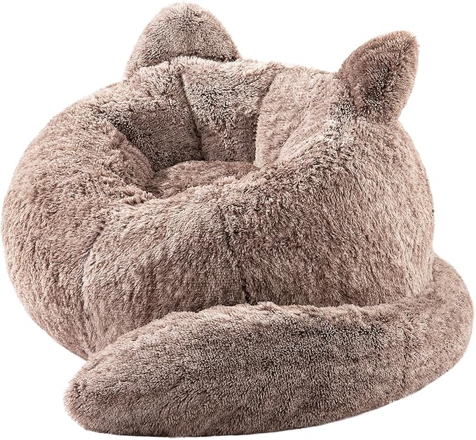 Bean Bag Chair for Adults Teens Giant Faux Fur Bean Bag Chairs with Filler Fluffy Plush Cat Shaped Beanbag Couch Comfy Accent Floor Sofa for Gaming, Reading in Living Room, Bedroom, Dorm