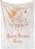 Personalized Baby Blankets with Name | Custom Rabbit Newborn Blanket for Baby Girl and Baby Boy | Unisex Warm Soft Fleece Swaddle Blanket Minky | (Bunny, Fleece 50"x60")