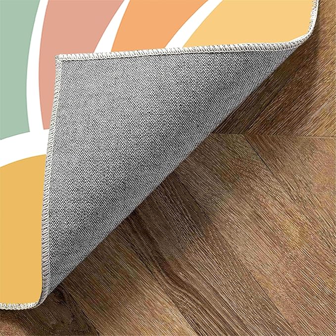 Machine Washable Rainbow Rugs Bedroom Fluffy Plush Soft Area Rugs Rainbow Sunshine Sun Print Living Room Non-Slip Indoor Flooring Kids Girls Boys Home Decor Aesthetics 5x8ft