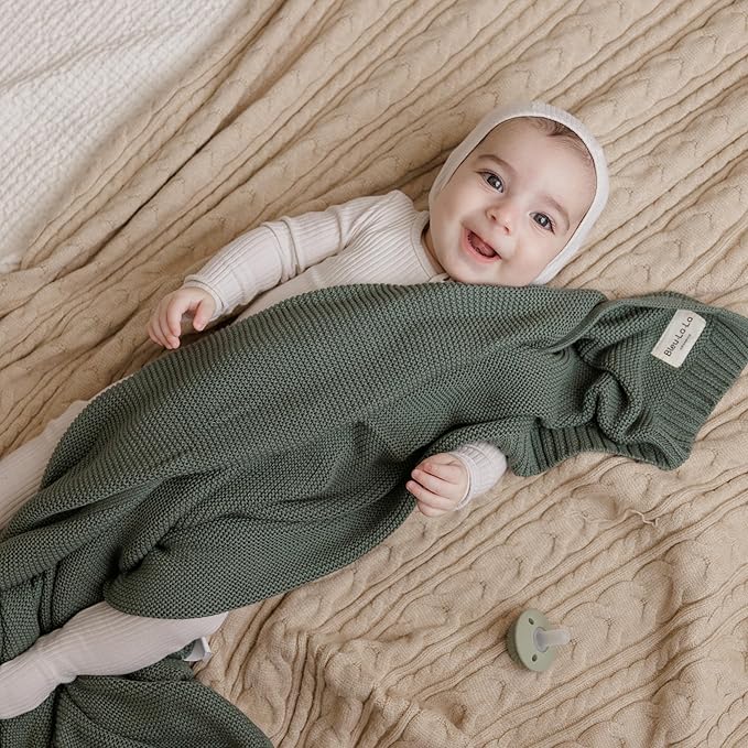 Heritage Knit Organic Cotton Baby Blanket - Soft Warm Cozy Unisex Receiving Cuddle Stroller Beige Blanket for Newborns, Infants Toddler, Boys and Girls (Oatmeal, 0-2 Years)