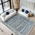 Blue Distressed Carpet Multi Rug Kitchen Living Room Bedroom Dining Room,6x9 Cover Print,Vintage Design Flower Area Rug