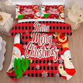 Christmas Comforter Set Full Size Black and Red Plaid Bedding Sets Xmas Gift Christmas Themed Festival Winter Snow Quilt Set,1 Comforter + 2 Pillow Cases