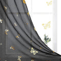Jubilantex Black and Gold Butterfly Sheer Curtain Panels 52 Inches Wide for Kids Girls Bedroom, Elegant Gold Print Voile Rod Pocket Curtains, 63 Inch Long, Set of 2
