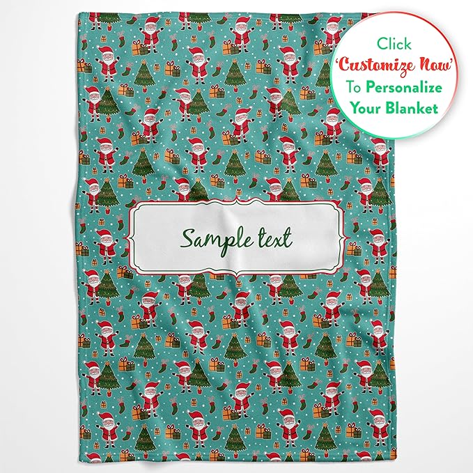 Custom Santa Blanket - Ships Next Day, Printed in USA - Warm Fleece or Sherpa Sofa Throw for Christmas, Perfect for Bed or Couch - Customizable Family Throws (Fleece 30x40)