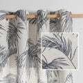 MYSKY HOME Linen Curtains for Living Room Plant Leaf Patterned Semi Sheer Vertical Drapes Decor Hawaiian Style Texture for Dining Room Light Soften Privacy, Grey, W52 x L84, Pack-2