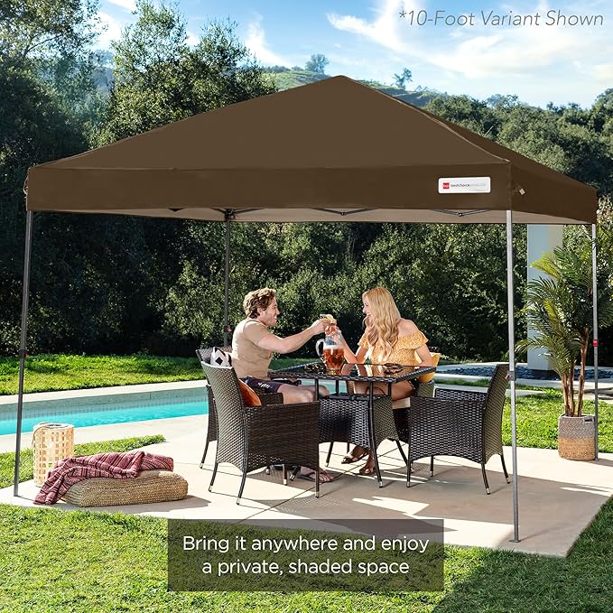 Best Choice Products 12x12ft 1-Person Setup Pop Up Canopy Tent Instant Portable Shelter w/ 1-Button Push, Case, 4 Weight Bags - Brown