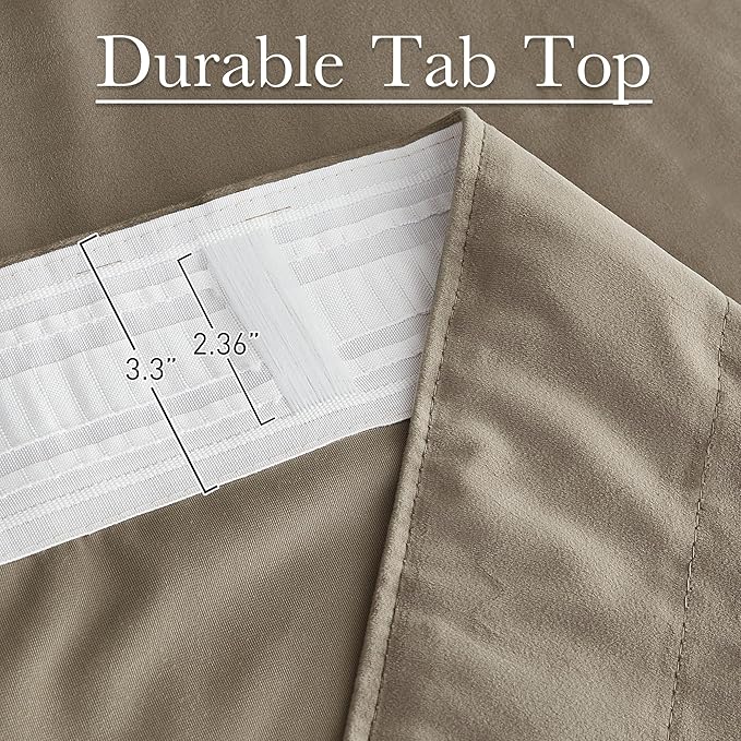 StangH Camel Beige Curtains 92 inches Long Super Soft Velvet Privacy Protect Thermal Insulated Window Drapes Back Tab Luxury Decor for Bedroom Living Room, W52 x L92, 2 Panels