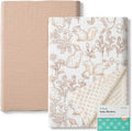 2-Pack Muslin Minky Baby Blanket for Boys and Girls - Soft Baby Blankets, Nursery Minky Blankets with Muslin Cotton Front and Dotted Fleece Backing, Cozy and Lightweight Newborn Blanket