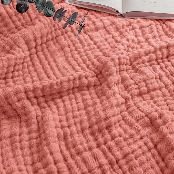 Comfy Cubs Muslin Blanket for Adults Twin 90" x 66" - 6 Layer Soft, Breathable & Lightweight Muslin Adult Blanket - Machine Washable & Designed in The US Bedding for All Seasons - Dusty Rose