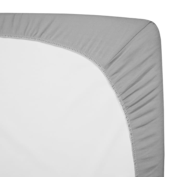 American Baby Company 2 Pack 100% Natural Cotton Fitted Mini Crib Sheets 38" x 24" - Soft & Breathable Small Nesting Portable Sheets, Fits Pack N Play Mattresses, Gray, for Boys & Girls