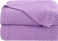 NTBAY Cable Knit Cooling Bed Blanket, Soft and Breathable Oversized Twin Bed Blanket 60x80 Inches Made from Rayon Derived from Bamboo for Bedroom, Travel, Light Purple