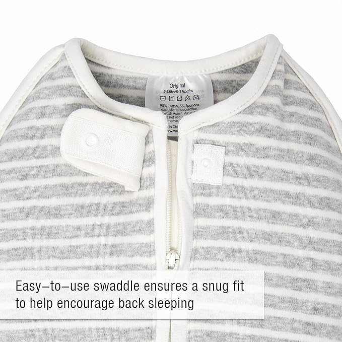 Woombie Original Baby Swaddling Blanket - Soothing, Cotton Baby Swaddle with Zipper - Wearable Newborn Blanket, Twilight Stripes, 5-13 lbs