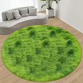 8 ft Large Fluffy Round Green Grass Area Rugs for Bedroom,Soft Shaggy Circular Rug Plush Fluffy Circle Carpet Fuzzy for Living Room Nursery Baby Toddler Room Playroom Dorm Home Decor Aesthetic