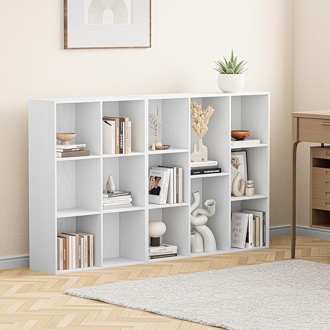 9 Cube Storage Organizer, Wooden Cube Shelves with Closed Back Panel, Reversible Bookcase, Cubes Closet Organizer for Home, Living Room, Kids Room, Office, Bedroom, Study, Hallway