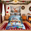 Lovely Snowman Kids Bedding Set Queen Size,Xmas Colorful Lanterns Snowflake Comforter Set,Winter Merry Christmas Quilt Comforter,Rainbow Bedroom Duvet Insert,2 Pillowcases