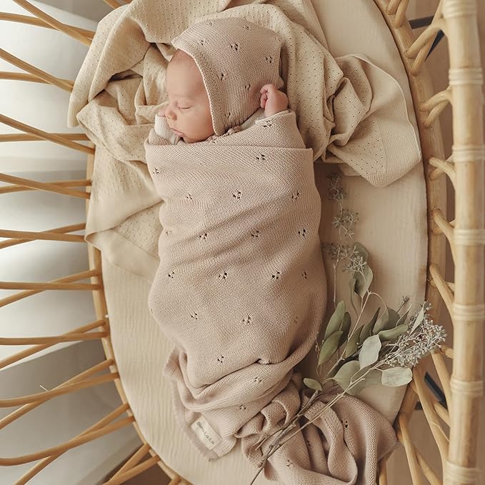 Luxury Organic Pointelle Receiving Blanket (Oatmeal)
