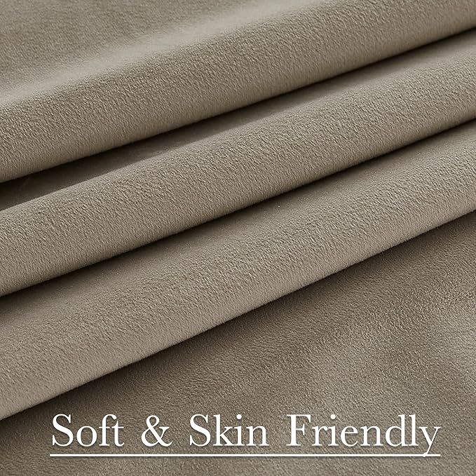 StangH Camel Beige Living Room Curtains 105 inches Long Soft Velvet Thermal Insulated Noise Reducing Window Drapes for Bedroom Heavy Thick Privacy Panels, W52 x L105, 2 Panels