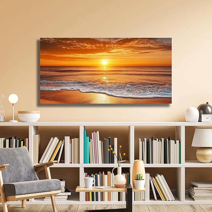 Yuaxker large Beach Canvas Wall Art Modern Funky Poster Prints Wall Decor for Living Room Bedroom Dining Room Office Home Decor 30x60inch