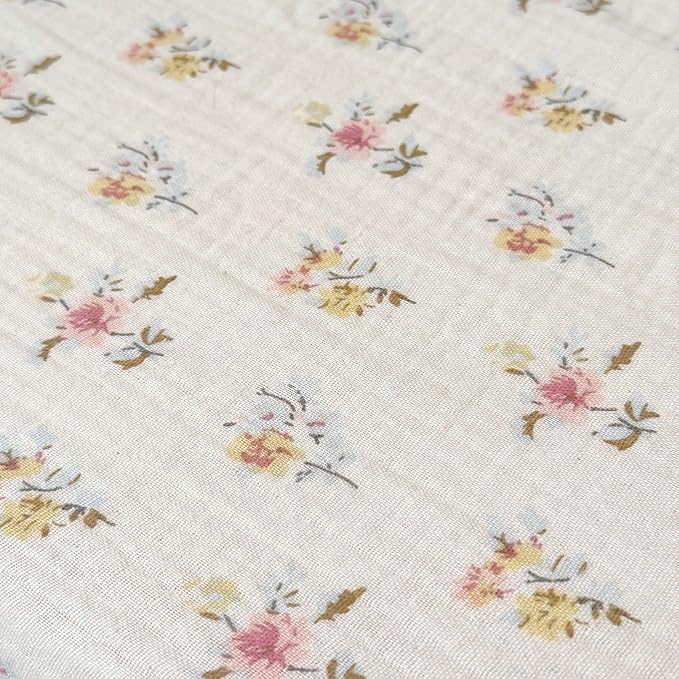 BuLuTu 100% Cotton Muslin Duvet Cover Twin for Kids Girls Boys, Shabby Chic Azalea Floral Duvet Covers Vintage Farmhouse Comforter/Quilt Cover with Ruffles, 68"x86", Zipper Closure, No Pillow