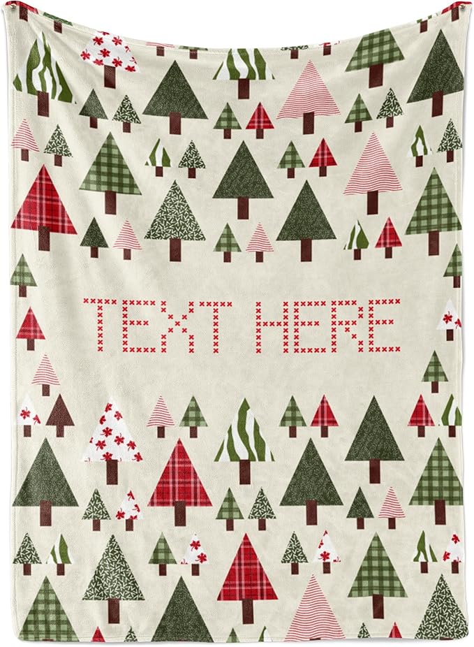 Custom Christmas Tree Blanket - Ships Next Day, Printed in USA - Fleece or Sherpa Sofa Throw, Soft Christmas Bedding, Holiday Home Decor, Customizable Family Throws (Fleece 50x60)