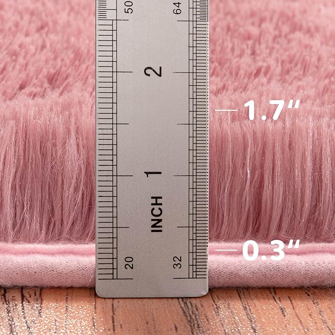 Fluffy Rug 5ft Round Blush Super Soft Area Rugs for Kids Room