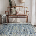 Blue Vintage Design Floral Area Rug Distressed Carpet 3x5 Cover Print Multi Rug Kitchen Living Room Bedroom Dining Room