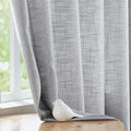 FMFUNCTEX Linen Semi Sheer Curtains for Bedroom, Grey Curtains 72 Inch Length for Living Room, Country Farmhouse Sheer Drapes, Light Filtering Window Curtain, Grommet Top 2 Panels