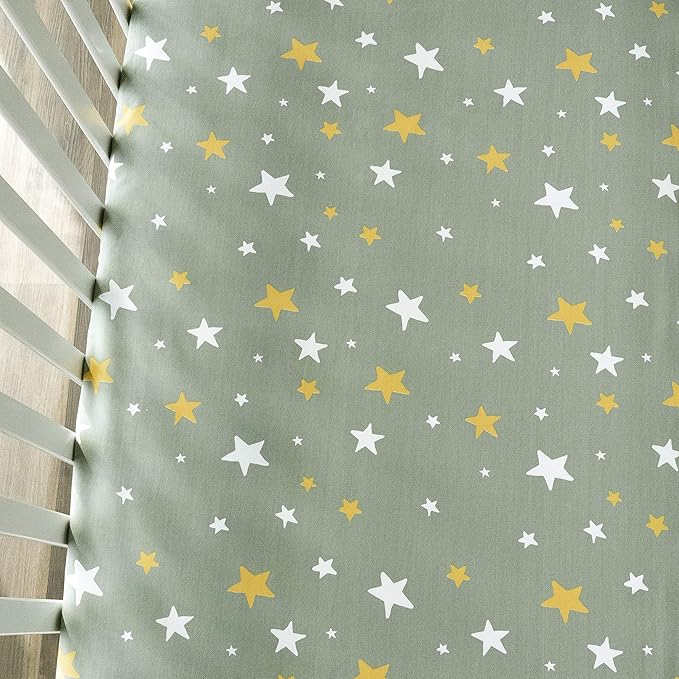 JumpOff Jo - 2 Pack Fitted Crib Sheet, Super Soft Breathable 100% Cotton Baby Crib Sheet for Standard Crib Mattresses and Toddler Beds, 28 in. x 52 in. - Lions & Stars