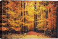 SIGNWIN Canvas Print Wall Art Golden Red Autumn Tree Leaf Forest Trail Nature Wilderness Photography Modern Art Rustic Landscape Relax/Calm Multicolor for Living Room, Bedroom, Office - 12x18