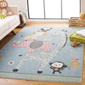 SAFAVIEH Carousel Kids Collection Area Rug - 6'7" x 9', Blue, Animal Design, Ideal for High Traffic Area for Boys & Girls in Playroom, Nursery, Bedroom (CRK120K-6)