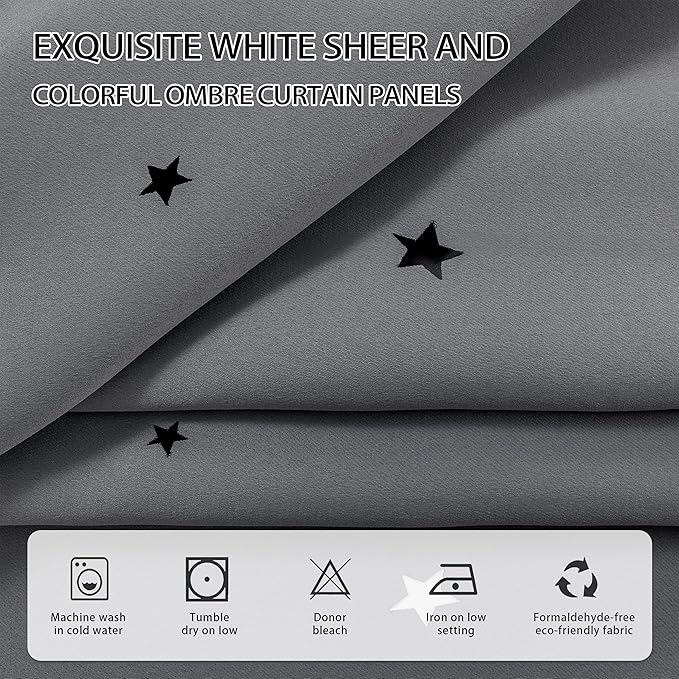 XiDi Black Out Curtains for Bedroom, Curtains for Girls Bedroom Decor, Grey Curtains for Bedroom, Blackout Curtains for Living Room 72 inchs Long 52 inches Wide 2 Panel Grey