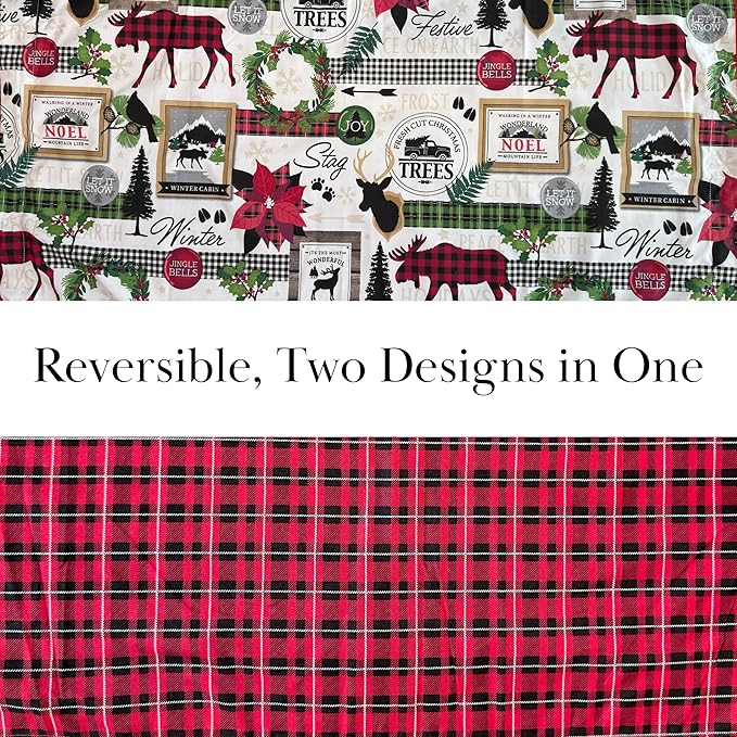 Southshore Fine Living, Inc. Merry Town Christmas Comforter Set, Twin Size 5-Piece Christmas Bedding Set w/Shams & Holiday Throw Pillow; Reversible 2-Sided Red Plaid Comforter & Rustic Cabin Print