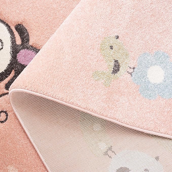 SAFAVIEH Carousel Kids Collection Area Rug - 4' x 6', Blush Pink, Animal Design, Ideal for High Traffic Area for Boys & Girls in Playroom, Nursery, Bedroom (CRK120U-4)