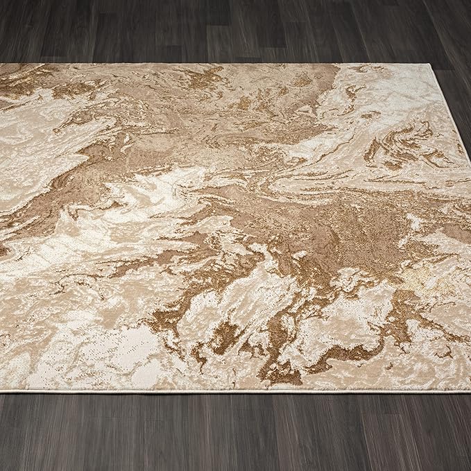 LUXE WEAVERS Marble Swirl Abstract Area Rug, Beige 8x10