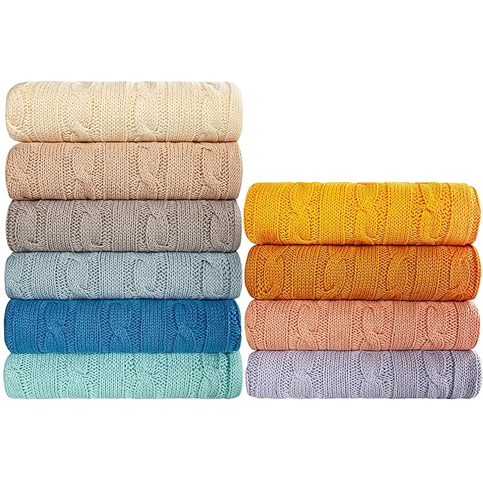 NTBAY 100% Pure Cotton Cable Knit Toddler Blanket, Super Soft Warm Breathable 30x40 Baby Blanket for Crib, Stroller, Nursery, Travel, Newborn, 30x40 Inches, Light Purple