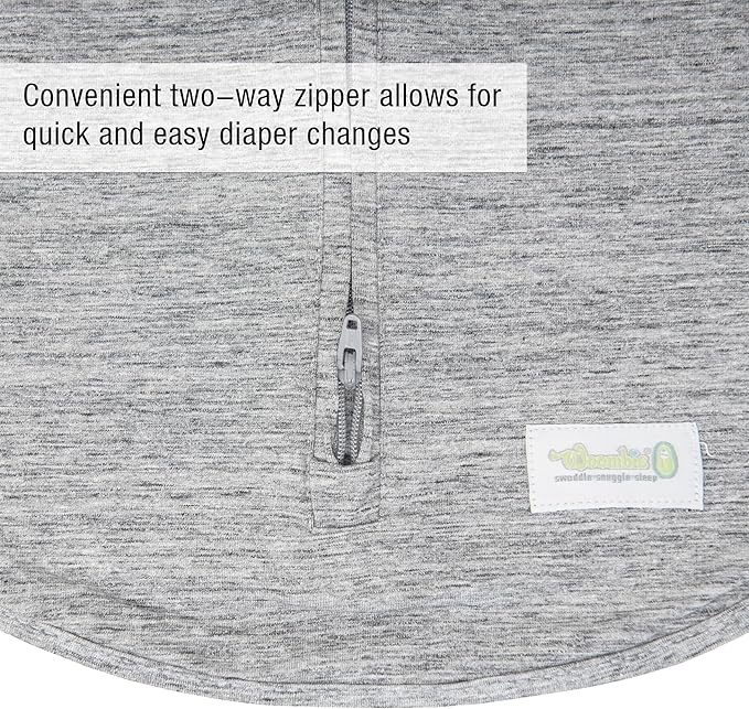Woombie Original Baby Swaddling Blanket - Soothing, Cotton Baby Swaddle with Zipper - Wearable Newborn Blanket, Twilight Heather Gray, 14-19 lbs