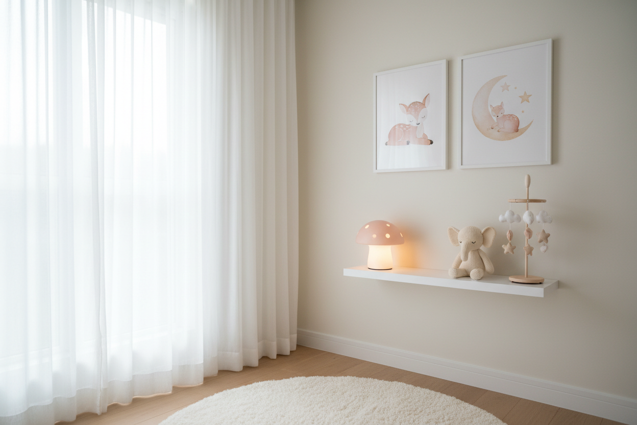 Nursery Décor

Our nursery décor brings charm and personality to your baby’s room without overwhelming the space. From wall art and night lights to decorative accents, each piece is designed to inspire calm and imagination while maintaining a clean, elegant look. (make it real photo)