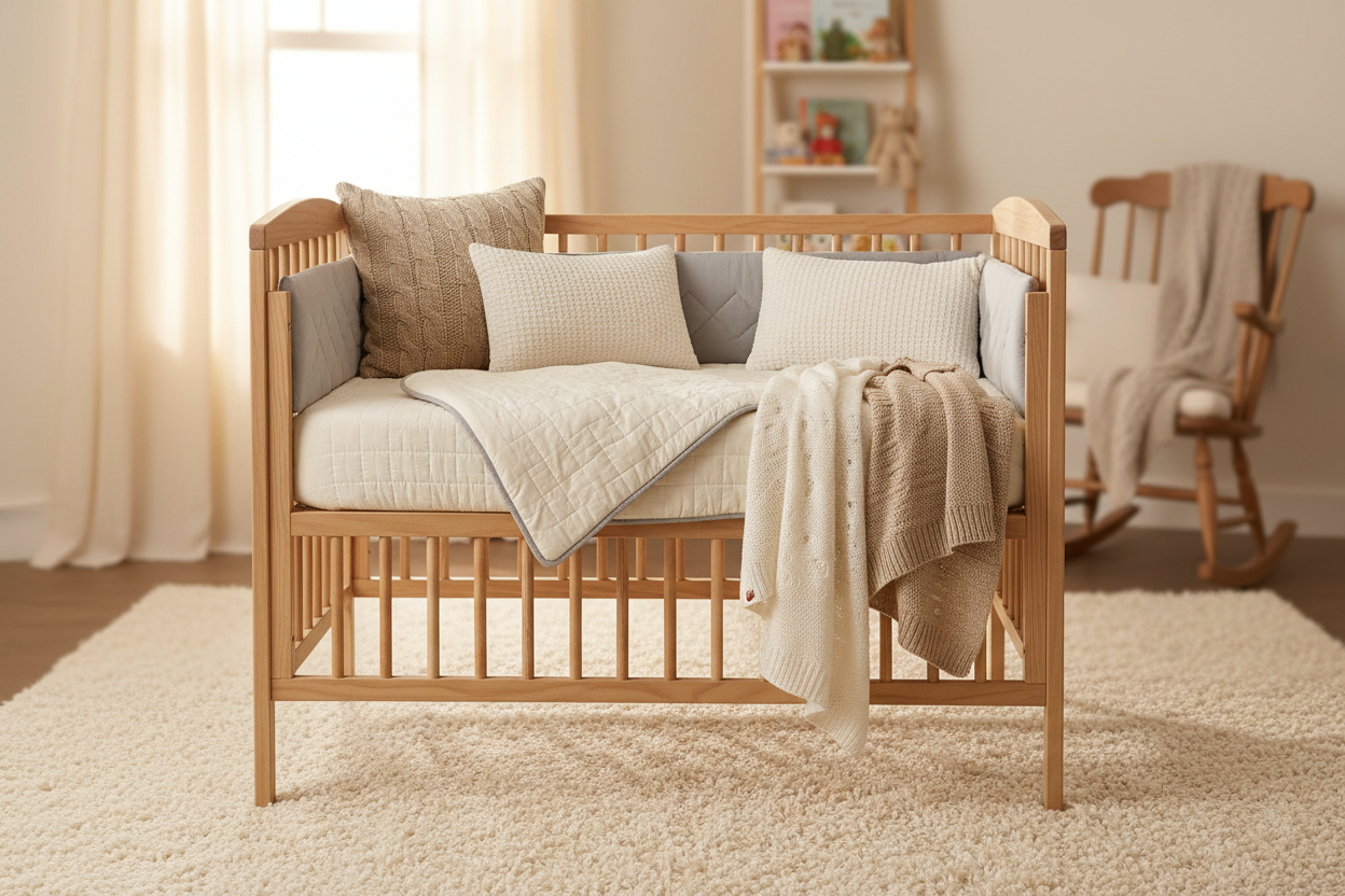 Soft Furnishings & Bedding

We provide cozy baby room textiles including crib bedding, blankets, pillows, and rugs. Made with soft, baby-friendly materials, these items add warmth and comfort while helping create a soothing sleep environment. Neutral tones and calming textures make every baby room feel peaceful and inviting. (make it real photo)